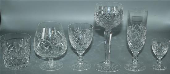 Suite of cut crystal drinking glasses, possibly Waterford